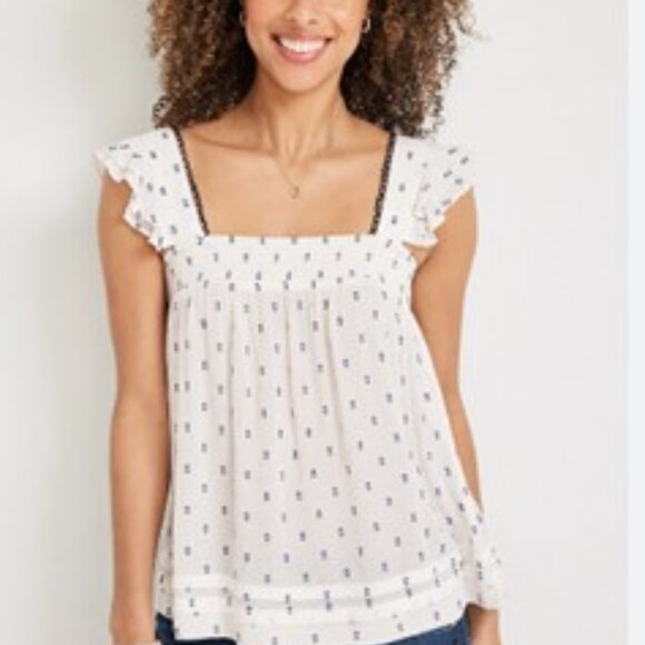 sleeveless Ruffle Baby doll Top light print top  size small MY STYLE - Picture 16 of 16